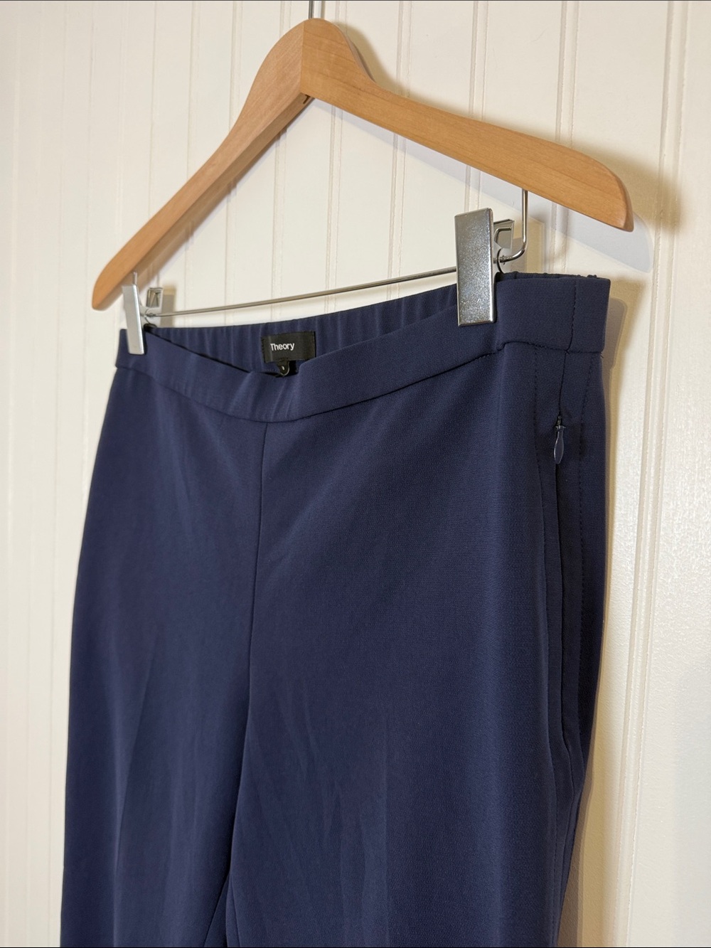 Theory Navy Straight-Leg Stretch Pants